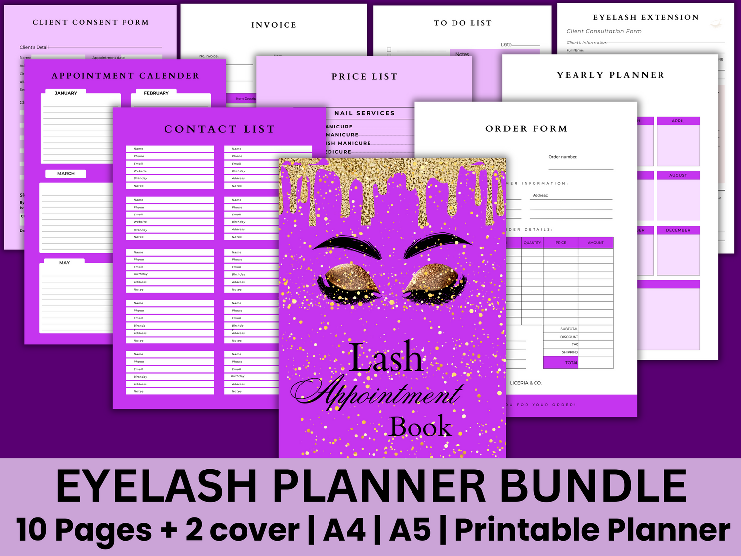 Printable Eye Lash Planner