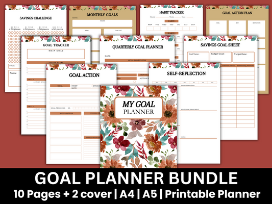 Goal Planner BUNDLE, 2024 Goals Tracker, Printable planner, 2024 Goals Tracker, Printable Journal