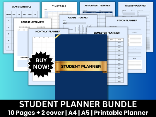 Printable student planner, student journal, Planner, Printable Journal, Printable Planner